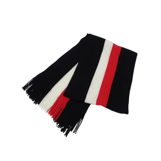 カスタム卸売ニット品質カラーストライプスポーツサッカーマフラ​​ースカーフ